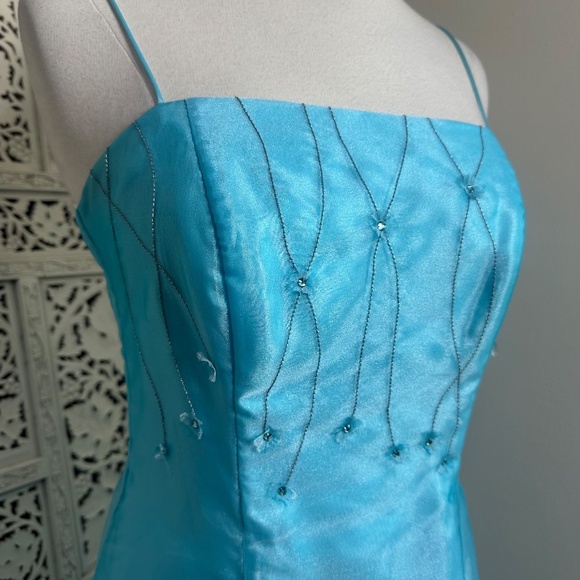 Blondie Nites By Jaslene Y2K Style Baby Blue Fairy Core Embellished Prom Dress - Picture 3 of 8